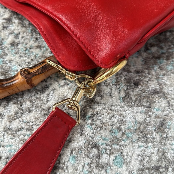 Vintage 90s Gucci Bamboo Handle Leather 2-Way Bag + COA - Picture 13 of 15
